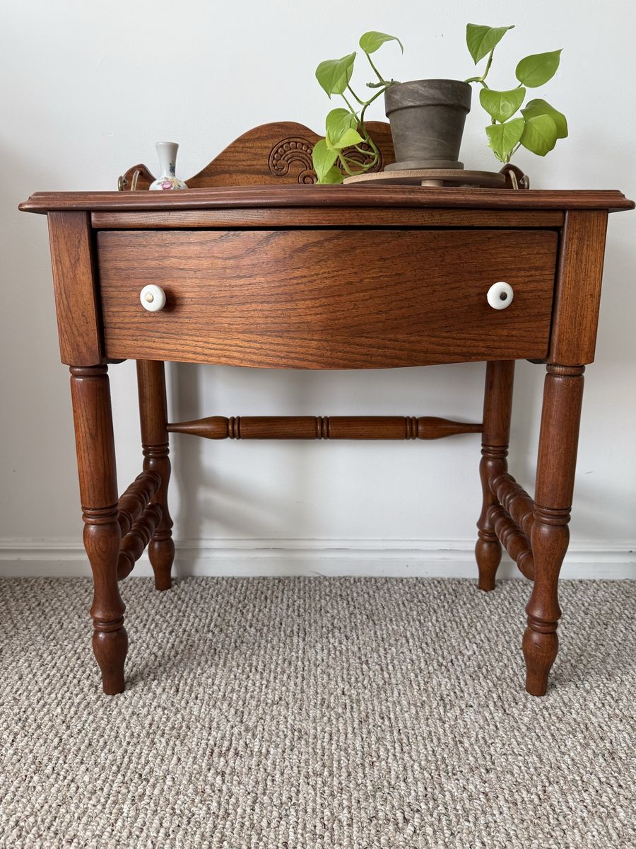 Vintage Pulaski Solid Oak Side Table 