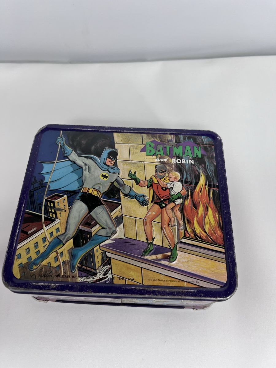 Vintage 1966 Aladdin Batman & Robin Metal Lunchbox Thermos Inc. Collectible