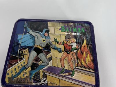 Vintage 1966 Aladdin Batman & Robin Metal Lunchbox Thermos Inc. Collectible