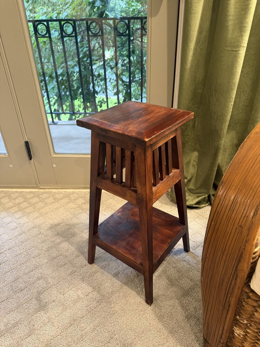 Vintage Mission Style Wooden Stand Accent Table