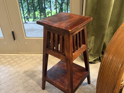 Vintage Mission Style Wooden Stand Accent Table