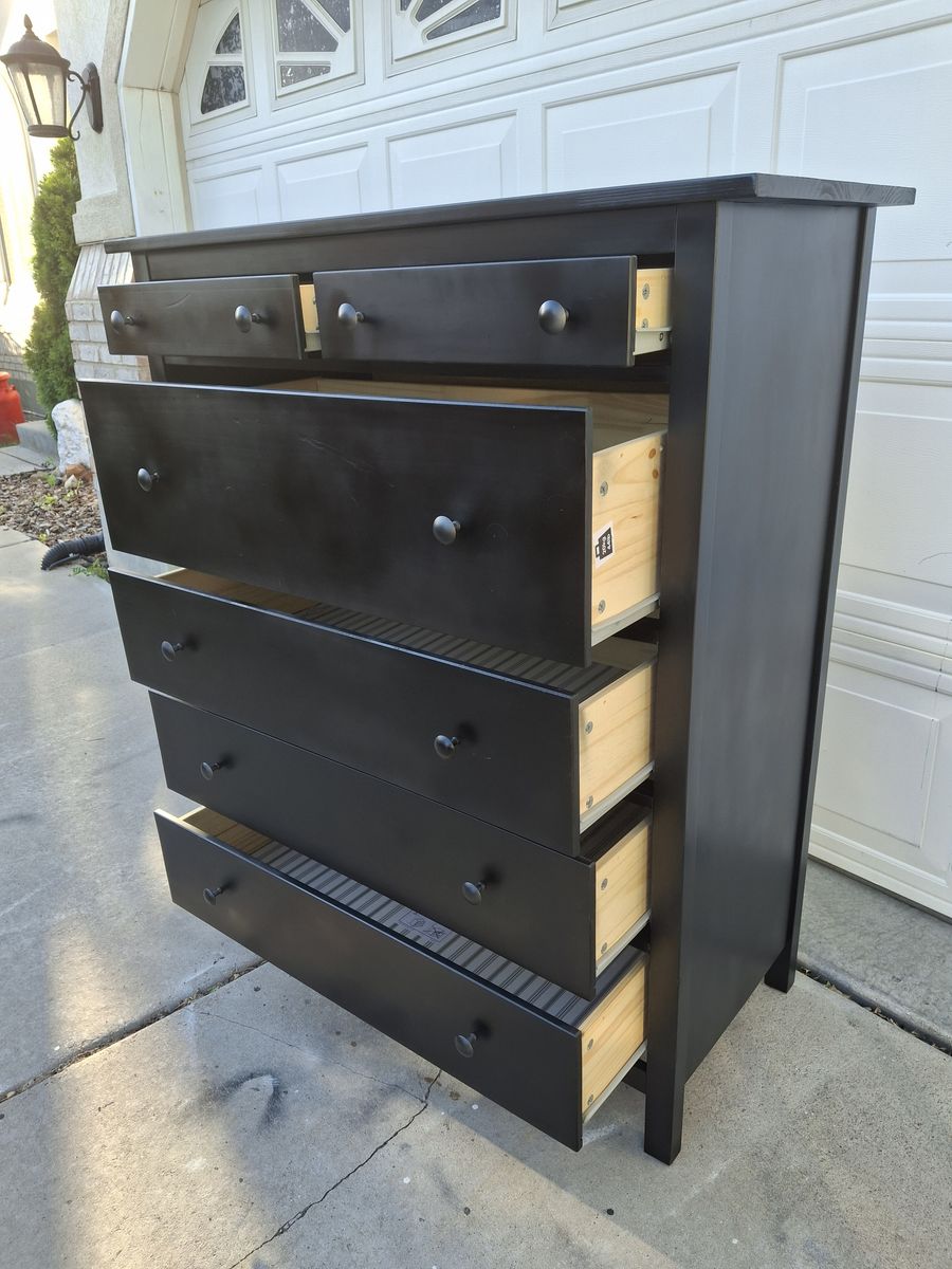 extra tall/large pine wood black 6 drawers dresser