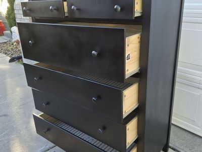 extra tall/large pine wood black 6 drawers dresser