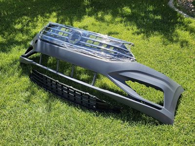 New Front Bumper Cover + Upper & Lower Grille Set for 2019-2021 Volkswagen Jetta #387
