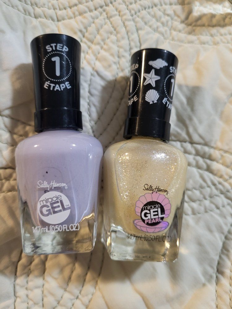 Sally Hansen Miracle Gel Nail Polish Lot - Lavender & Pearl Shimmer 0.50 fl oz