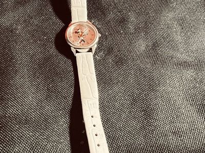 Vintage Nurse Mickey Mouse Disney White Leather Strap Analog Watch