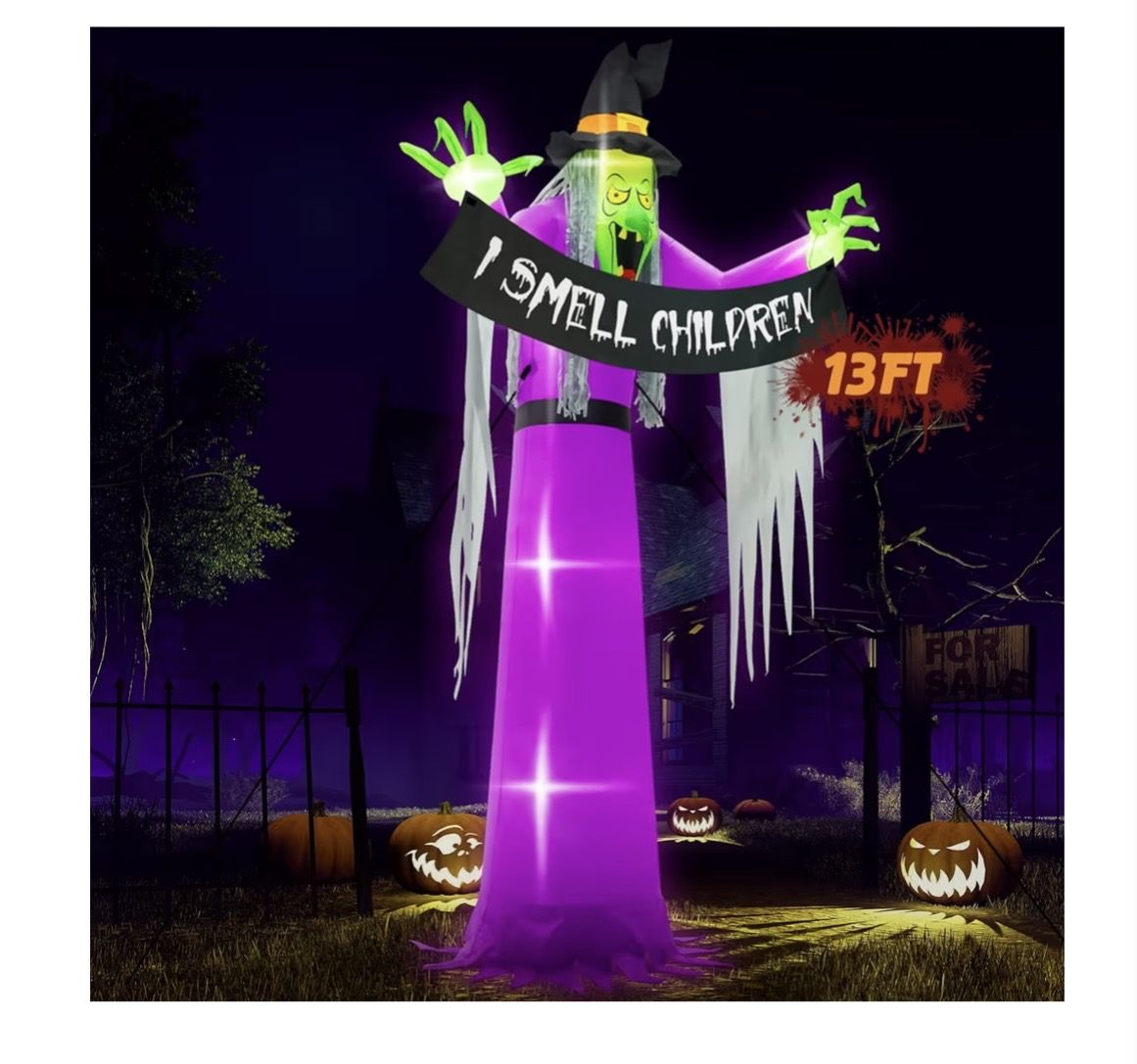 Halloween 13'  Witch Inflatable Graveyard Cemetery Home Decor Decoration Prop