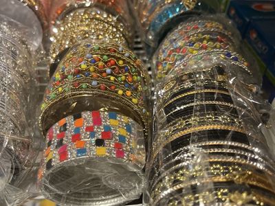 Sparkling Silver-Tone Rhinestone Crystal Stretch Bracelet - Multi-Row Bangle