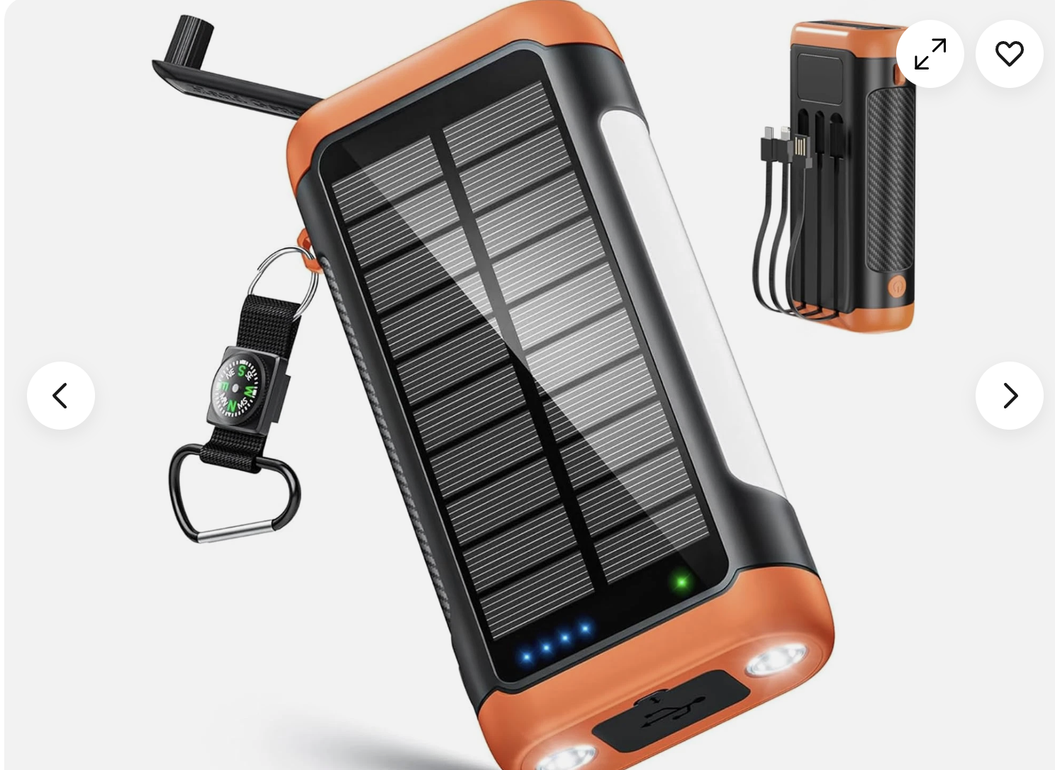 New in box, Solar Power Bank Portable Charger:66800mAh Built in Hand Crank and 3 Cables