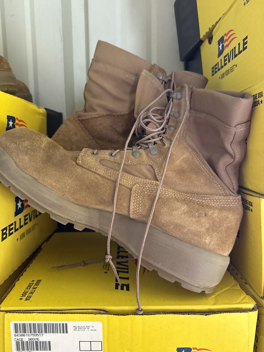 Mens Tan Combat Boots belleville Size 13.5 Wide