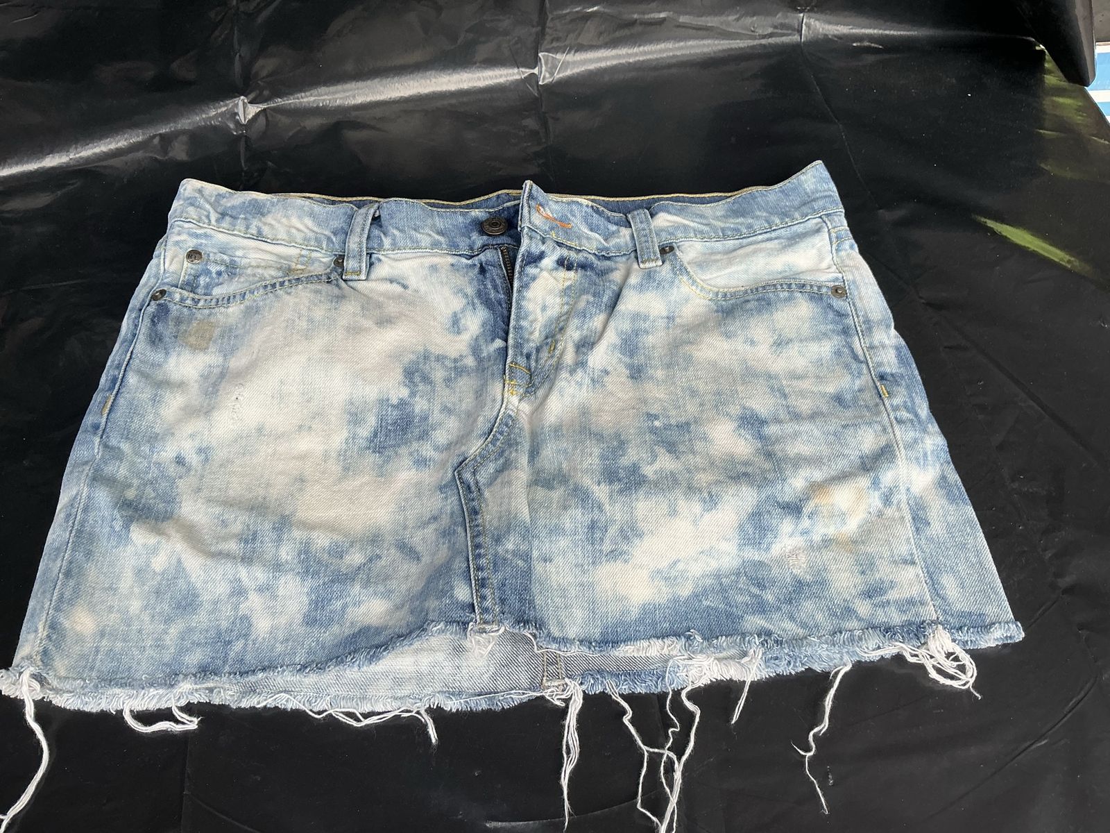 Denim & Supply Ralph Lauren Acid Wash Denim Mini Skirt Distressed Size 30