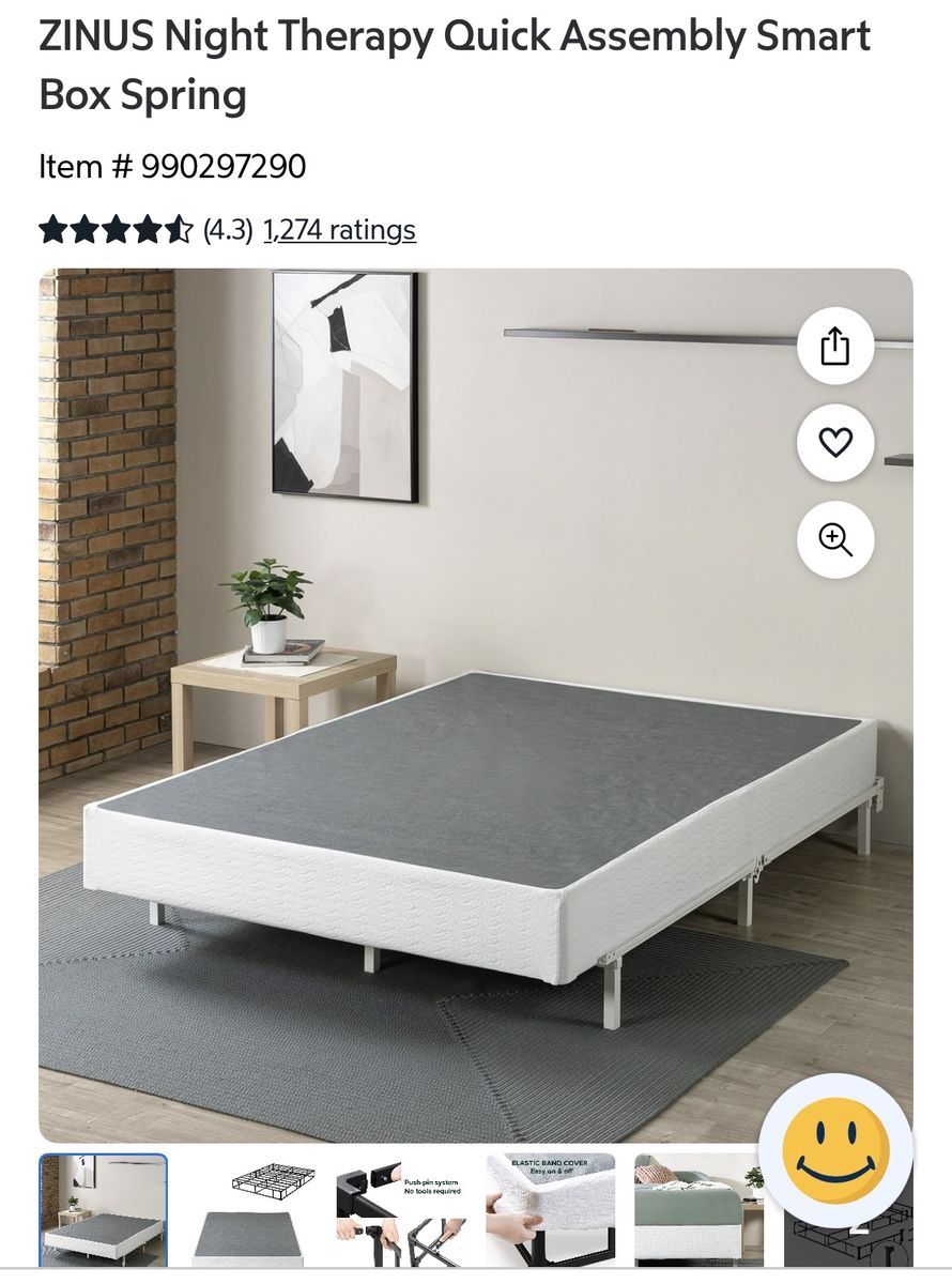 Queen zinus quick assembly box spring