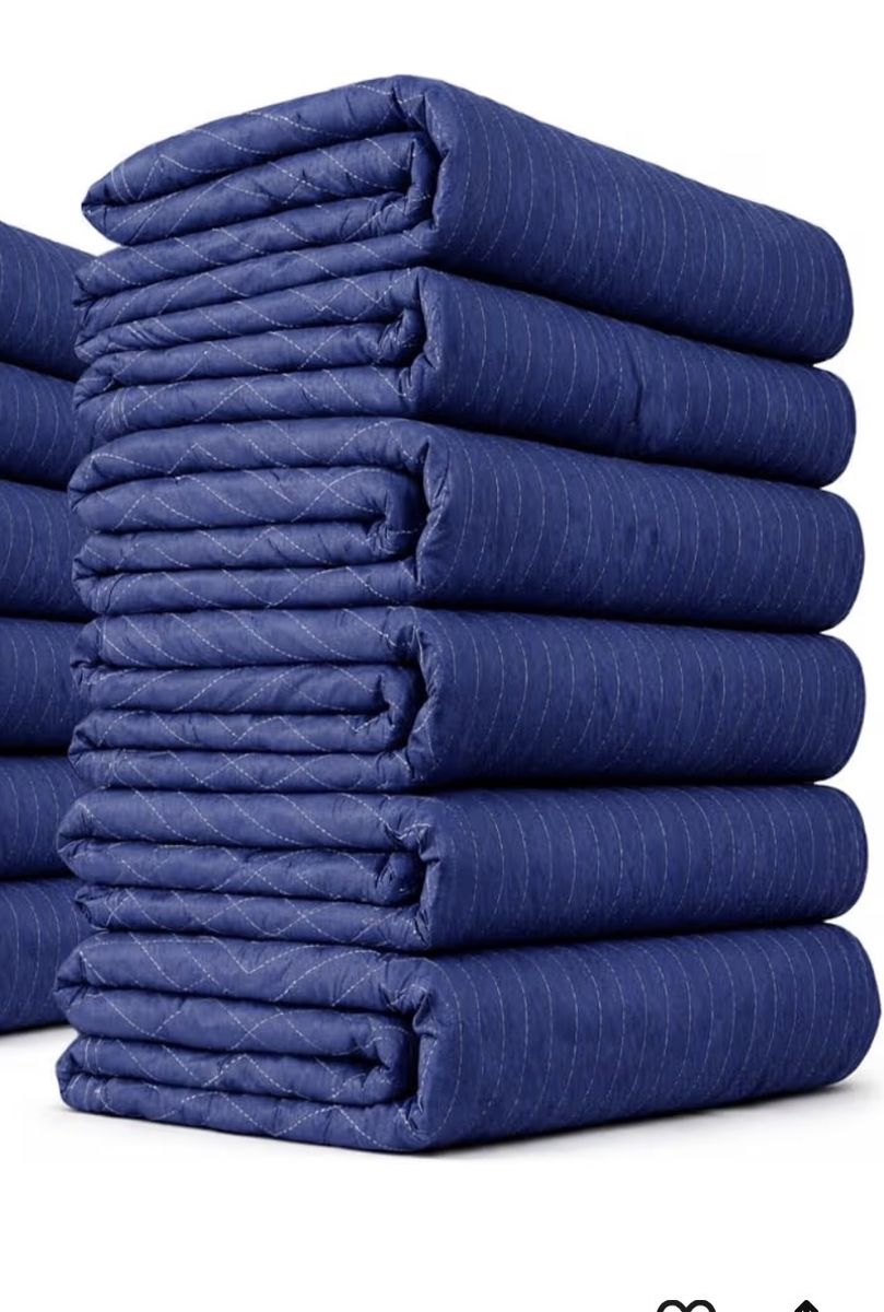 6 Heavy-Duty Quilted Moving Blankets - Furniture Protection - Blue