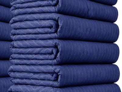 6 Heavy-Duty Quilted Moving Blankets - Furniture Protection - Blue