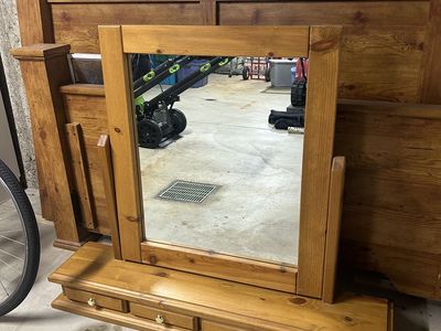 Wooden Vanity Mirror with Four Drawers