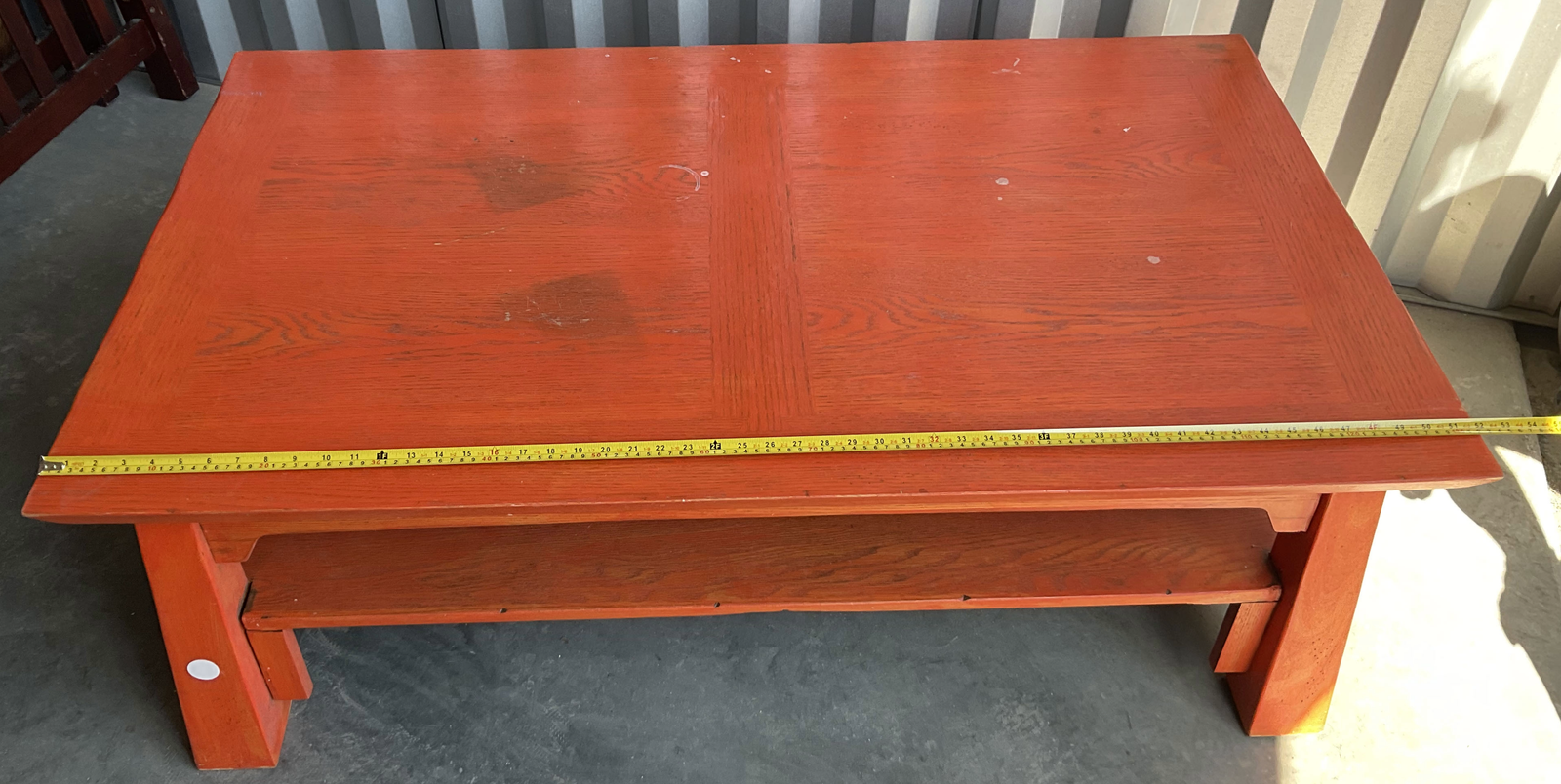 Orange Wooden Coffee Table with Bottom Storage Shelf - 48" x 30"