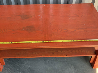 Orange Wooden Coffee Table with Bottom Storage Shelf - 48" x 30"