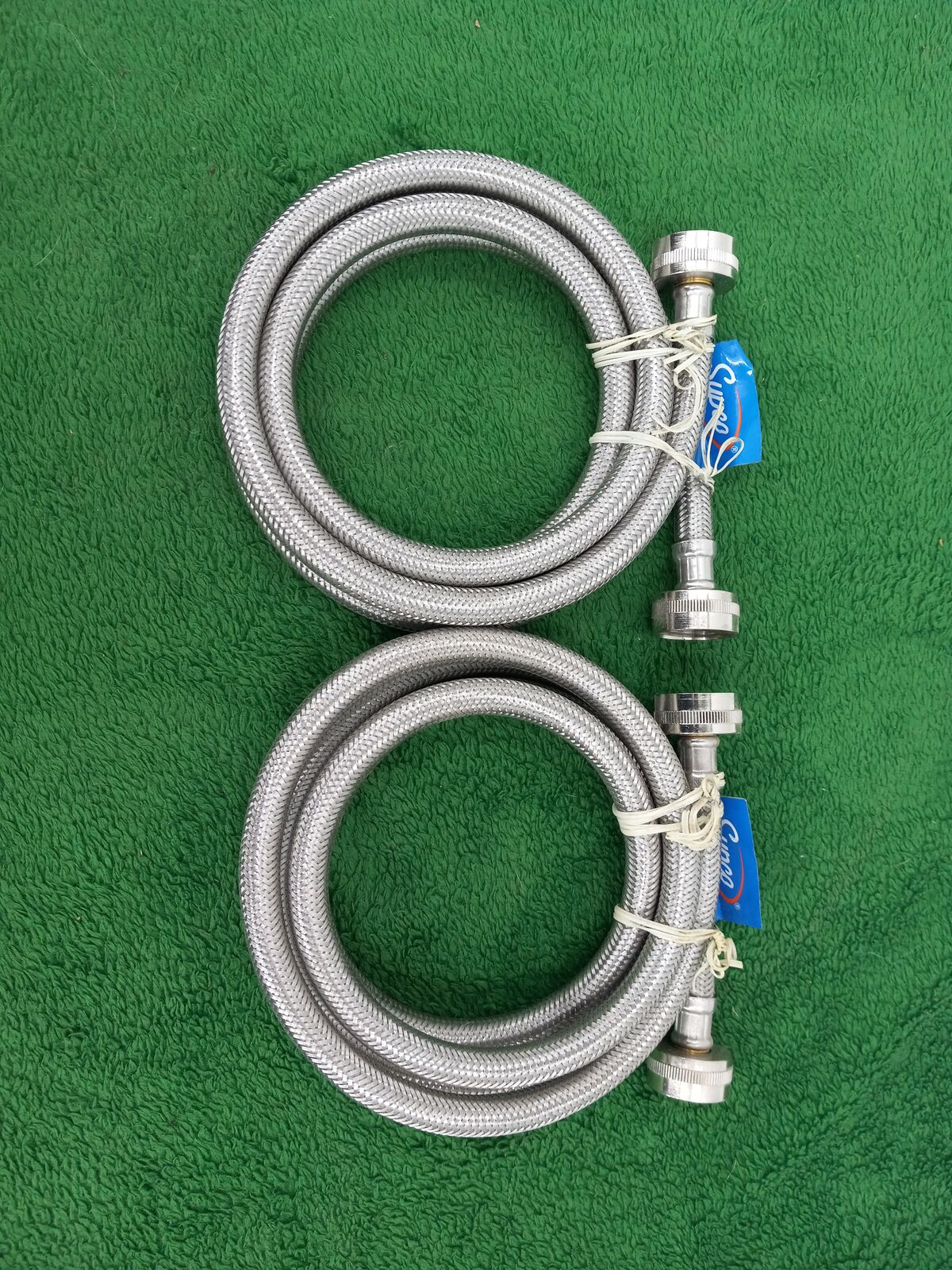 Pair of 3806FFSS Stainless Steel 3/8" x 6' Washing Machine Inlet Hoses