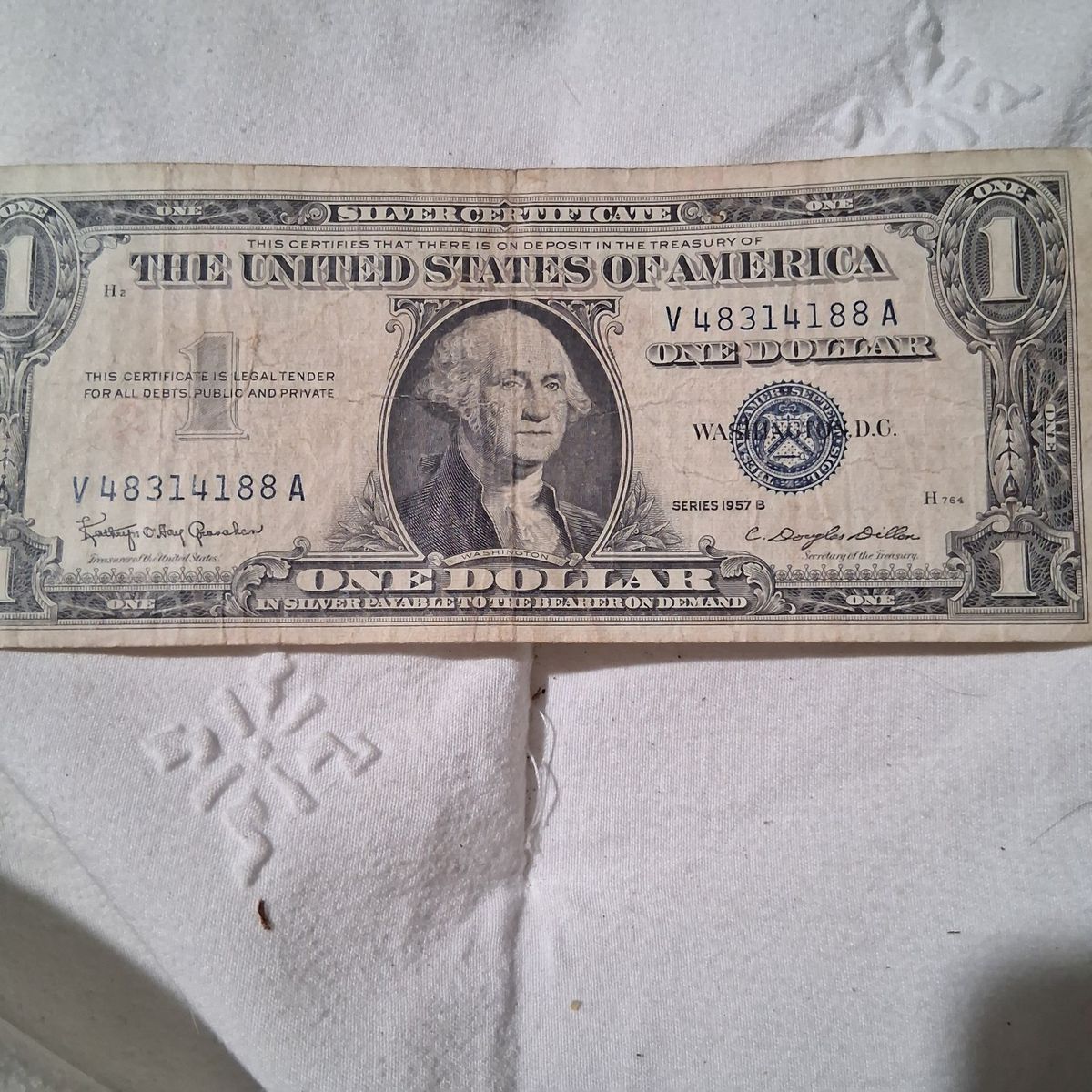 Vintage 1957 B Series One Dollar Silver Certificate Currency Bill