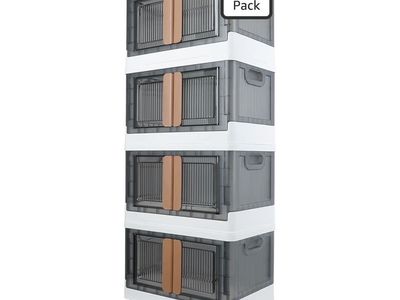 Storage Box 8.4 Gallon (32L) Capacity (Each One), 4 Packs, Stackable