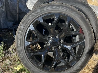 4 Used Chevrolet Truck 22" Black Lexani Wheels & Tires, 285/45R22 - Like New Condition
