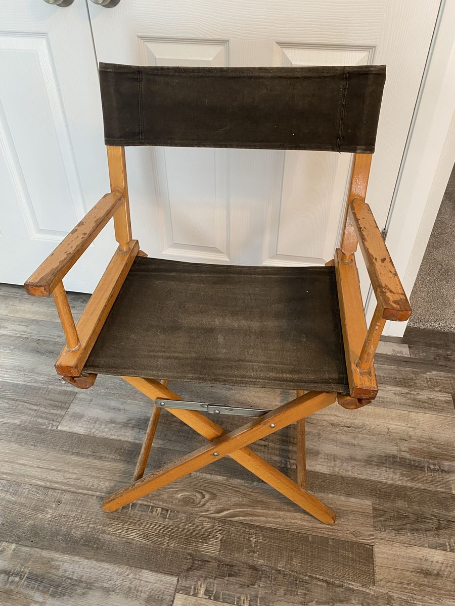 Vintage Wooden Director’s Chair – Folding Canvas Seat & Back