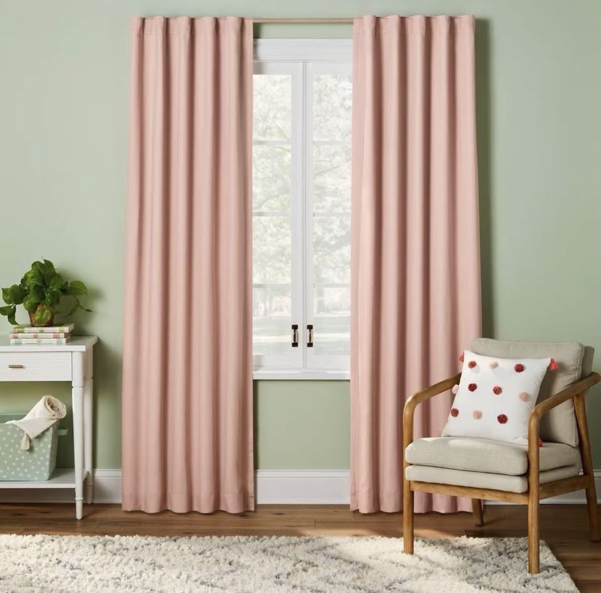 Pillowfort Twill Blush Pink Blackout Curtains