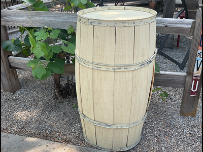 Pale Yellow Wood Barrel/ Metal Strap