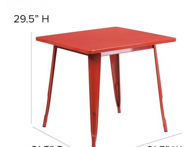 Commercial Grade 31.5" Square Red Outdoor table