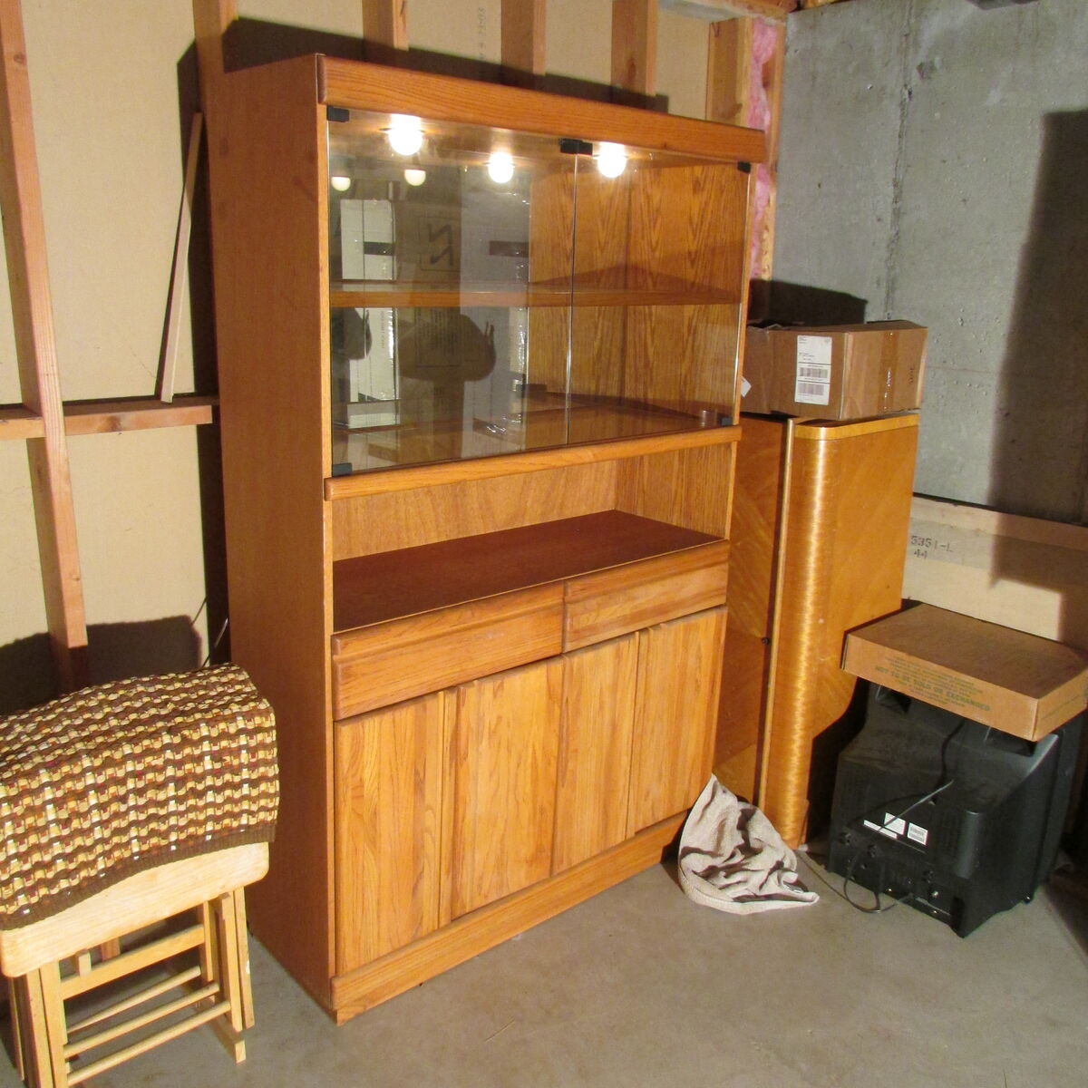 Vtg Mid Century Scandinavian Design Oak Hutch 72x48x16