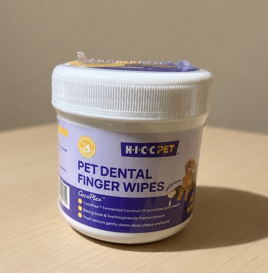 HICC PET Dental Finger Wipes Unflavored for Dogs and Cats