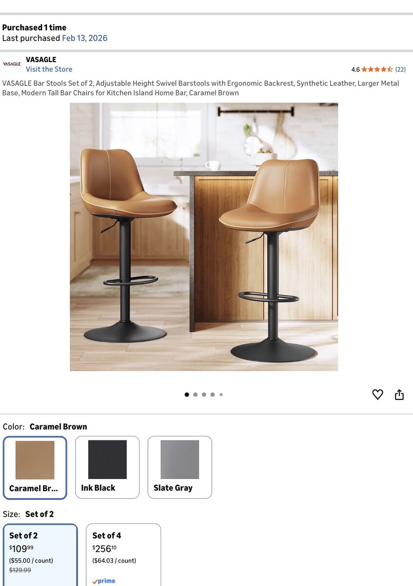 Set of x2 adjust height barstools.. New in box!!