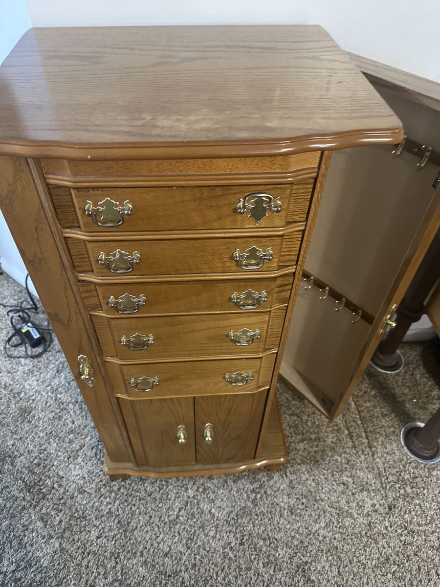 Oak jewelry armoire 