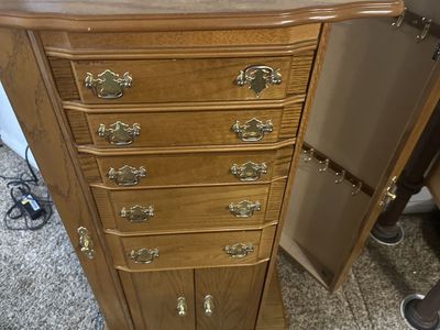 Oak jewelry armoire