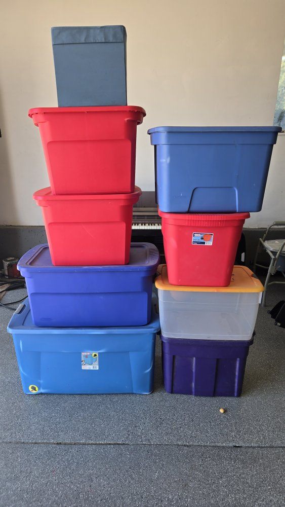 Assorted Plastic Storage Bins with lids