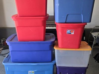 Assorted Plastic Storage Bins with lids