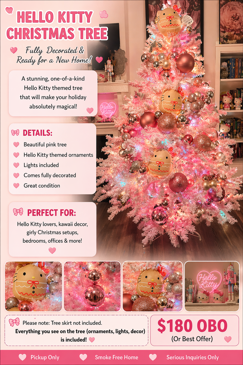 Hello Kitty Pink Christmas Tree – Fully Decorated & Ready for a New Home