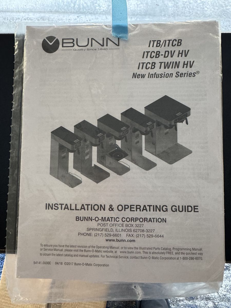 Bunn CommercialTea/Coffee Brewer (new)