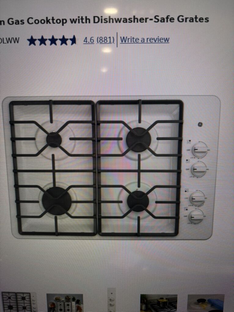 New 30 Inch White GE Built-in Gas Cooktop