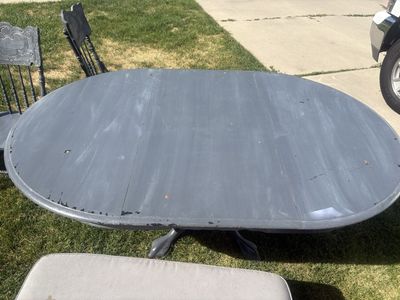 Real Wood Oval Kitchen Table with 6 Chairs, Dark Gray - Extendable Leaf Included