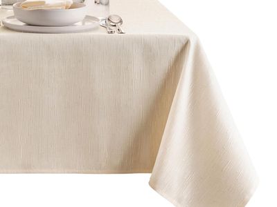 Continental Textured Fabric Tablecloth, Ivory, 60x120in Oblong, 100% Polyester