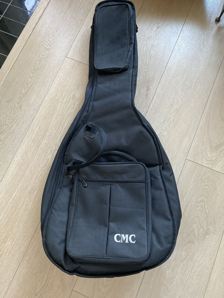 CMC Acoustic Guitar Gig Bag - Black Padded Soft Case with Backpack Straps