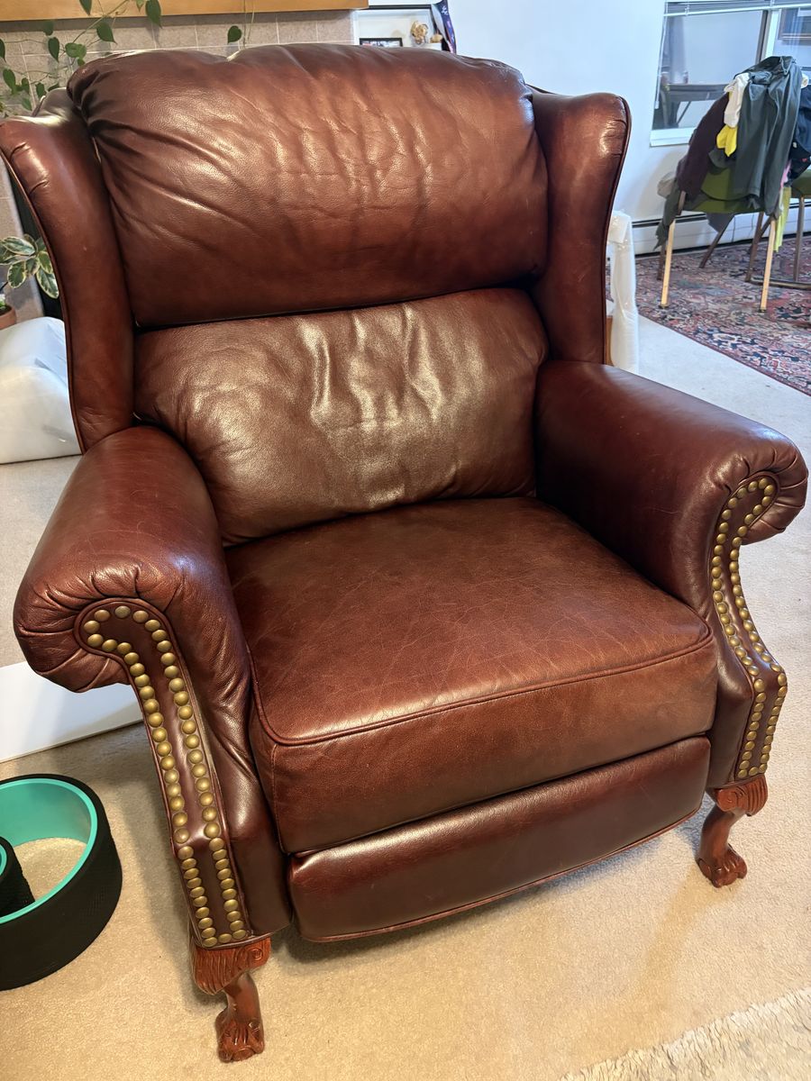 Brown Leather Recliner Armchair