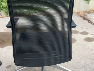 Black Mesh Office Chair with Adjustable Arms and Rolling Base