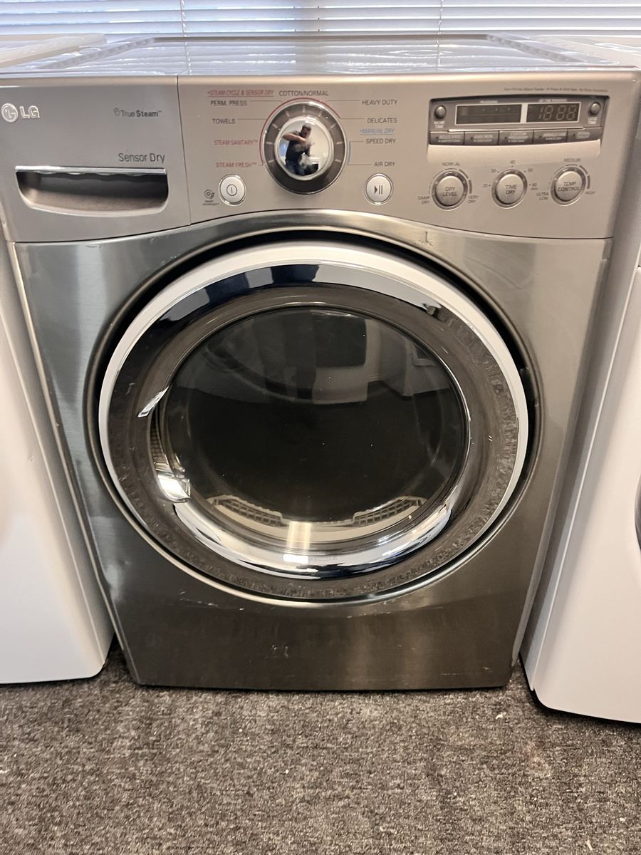 LG stainless electric dryer with steam option