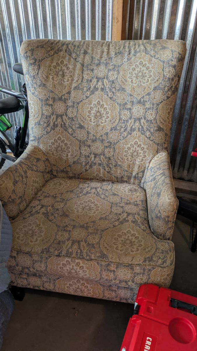 Wingback Accent Chair with Patterned Fabric