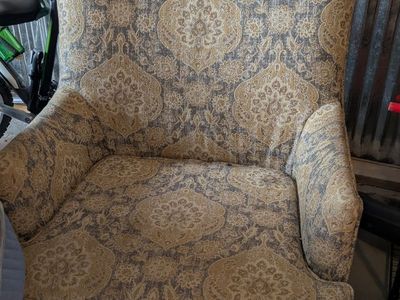 Wingback Accent Chair with Patterned Fabric