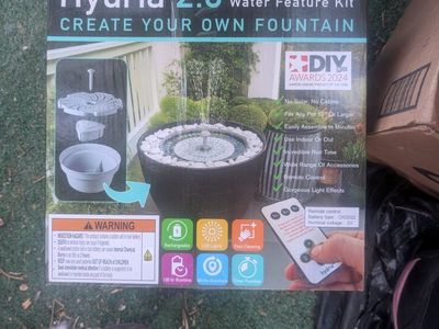 Hydria 2.0 Battery Powered Water Feature Kit - Create Your Own Indoor/Outdoor Fountain with LED Lights & Remote