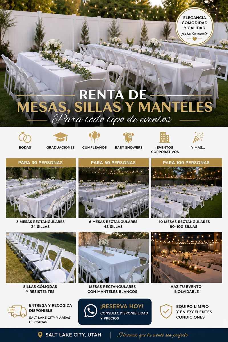 100 White Folding Chairs for Rent | Weddings, Parties & Events