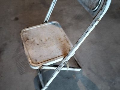 Vintage Metal Folding Chair Rustic White Industrial Decor